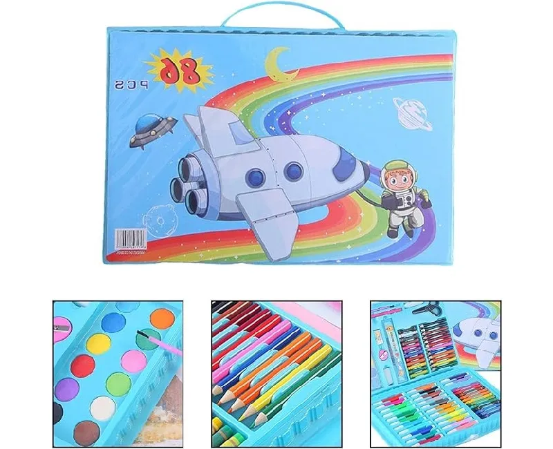 شنطة ألوان متعددة الخامات 86 قطعة (أزرق)