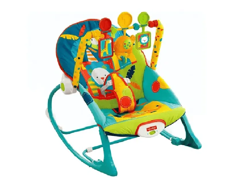 باونسر هزاز مع شريط العاب بلاستيكية شكل زرافة  -مينت اخضر