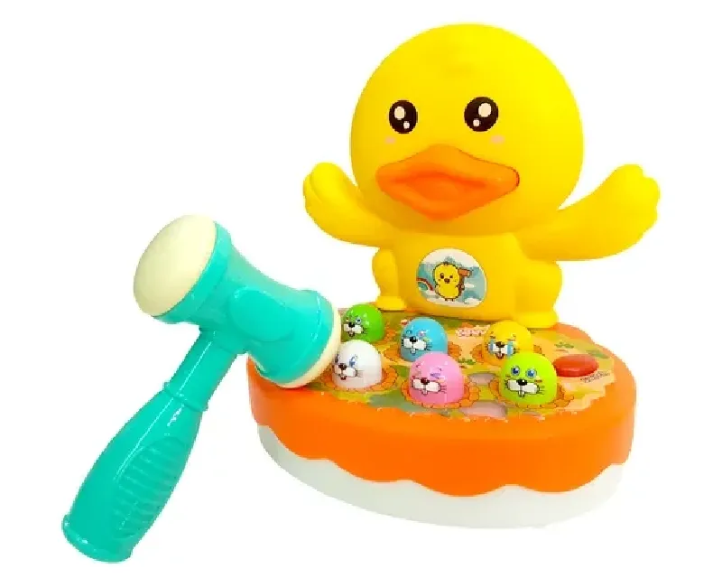 لعبة المطرقة علي شكل بطة بقاعدة اسماك (اصفر)