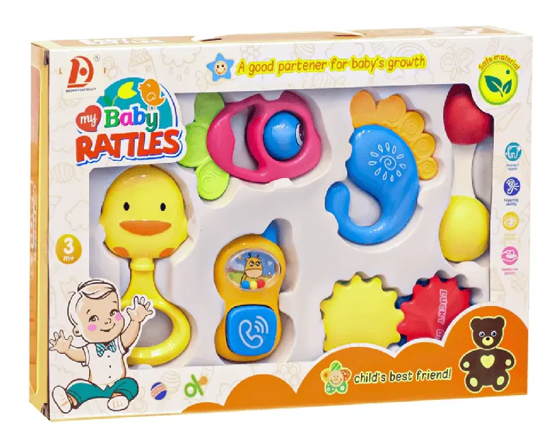 علبة شخاليل و عضاضات 6 قطع (ملون)