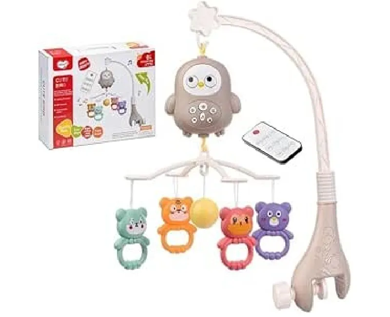 ملاهي سرير دوارة بشكل بومة (بيج)