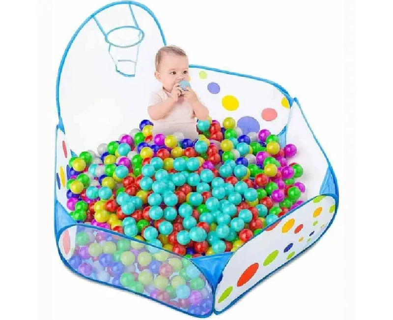 بيت كور نايلون مقاس90×90×60  مع 50 كورة (أزرق)