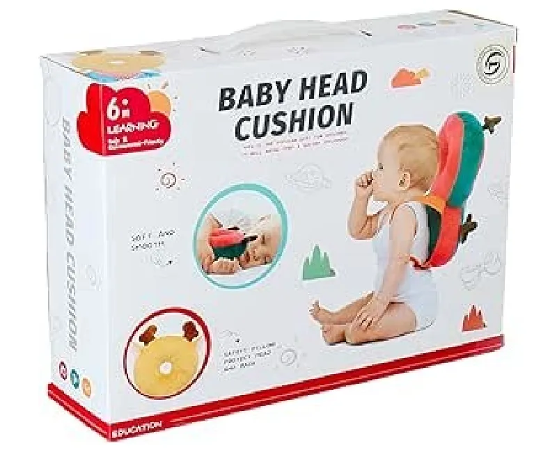 مخدة حماية لرأس الطفل-  برتقالي -أخضر