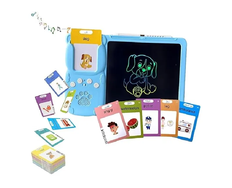 قارئ كروت و تابلت رسم عربية و انجليزي 225 بطاقة-ازرق