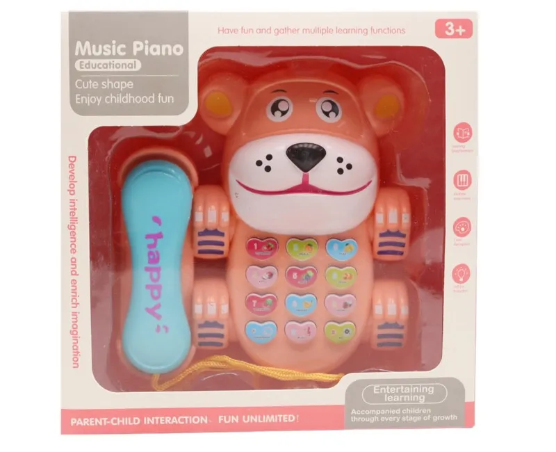 هاتف بشكل كلب بأزرار بيانو موسيقية (بينك)