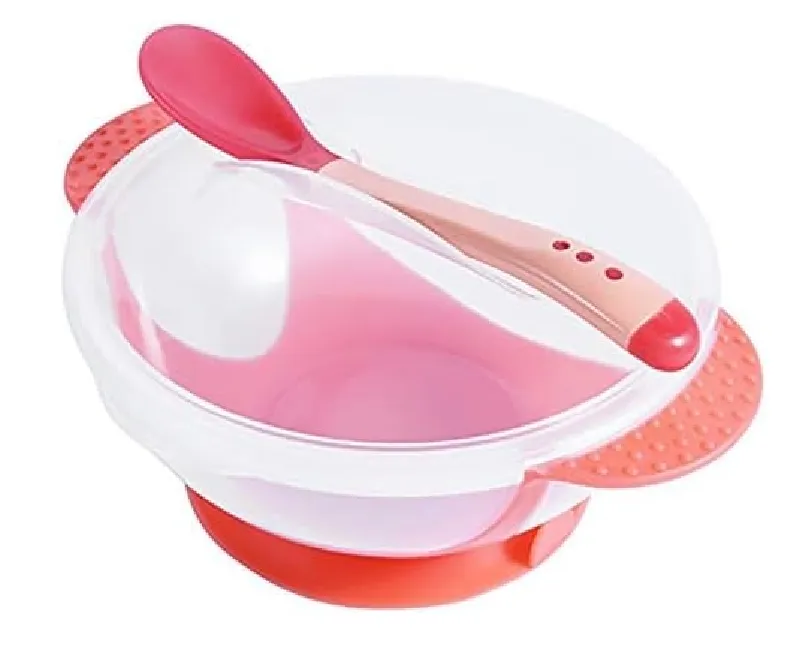 طبق و معلقة سيليكون من شيكو احمر