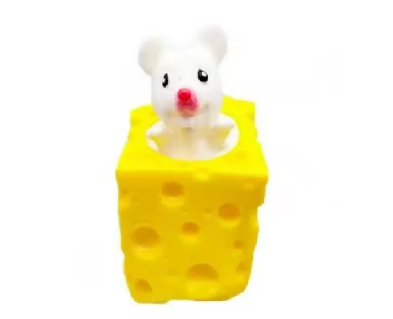 لعبة  ضغط بشكل الجبن و فار (أبيض)