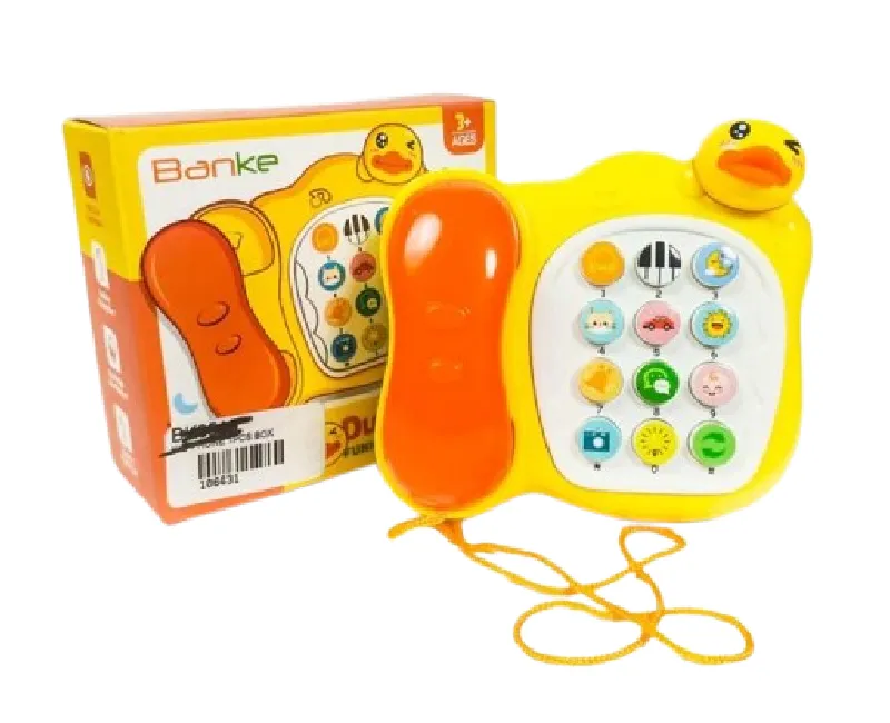 هاتف بشكل بطة بازرار بيانو موسيقية-اصفر