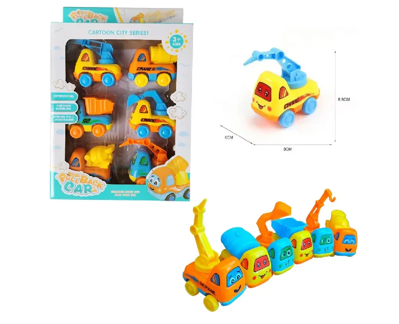 سيارات البناء 6 قطع تعمل بالسحب