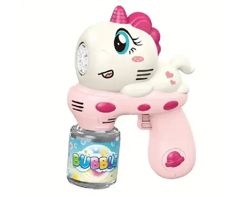 مسدس فقاعات  6 فتحات مع زجاجة صابون-بينك