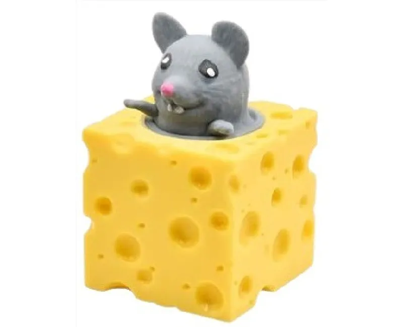 لعبة  ضغط بشكل الجبن و فار (رمادي)