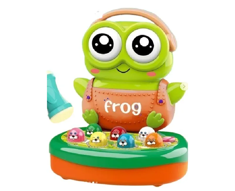 لعبة المطرقة علي شكل ضفدع بقاعدة اسماك (برتقالي)