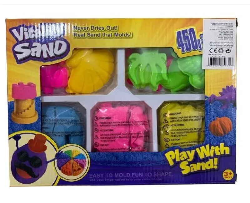 صلصال رملي 3قطع مع قوالب متعدد الالوان