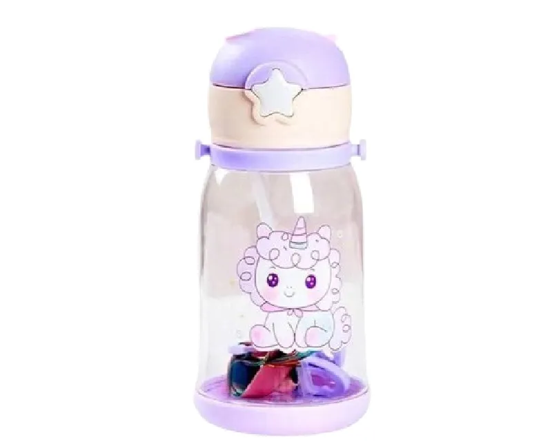 زجاجة بشفاطة بلاستيك بحزام شكل يونيكورن -موف