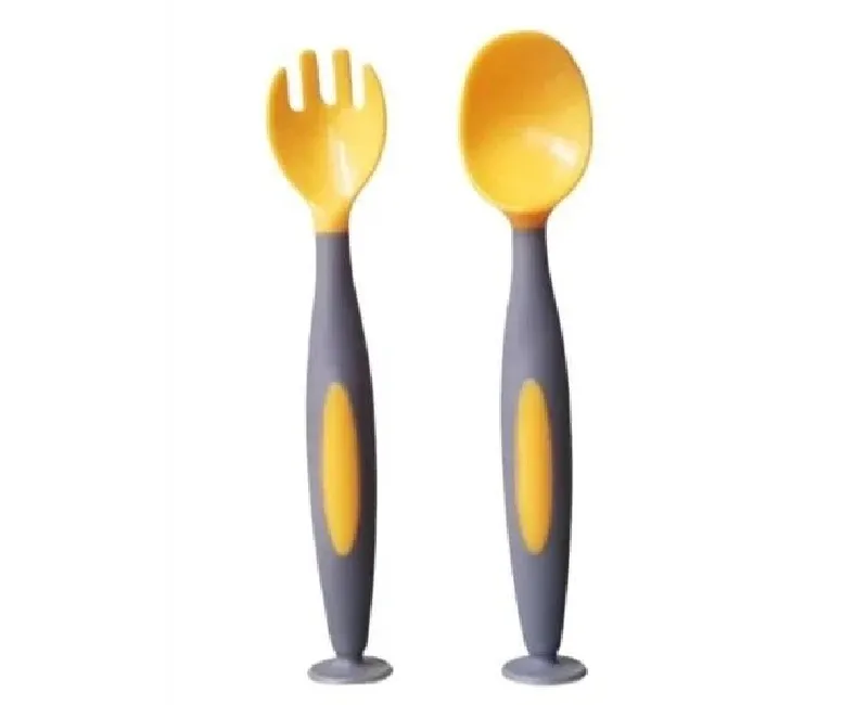 معلقة و شوكة سيليكون مرن - اصفر -كحلي