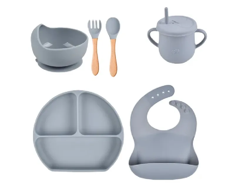 ادوات طعام سيليكون 6 قطع-رمادى