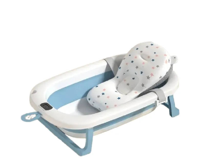 بانيو استحمام رقمي سيليكون مع مخدة و كاب شاور -ازرق