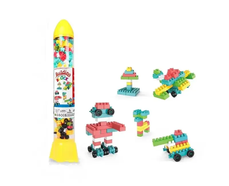 مكعبات شكل الصاروخ 195 قطعة  - اصفر