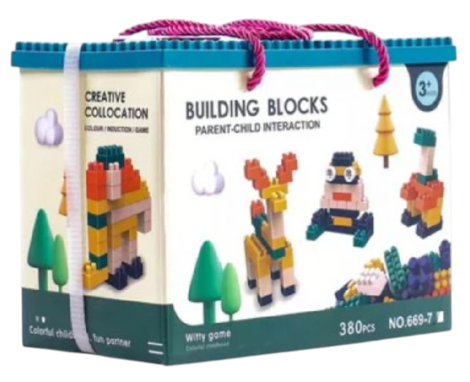 بوكس مكعبات 380 قطعة  - ازرق