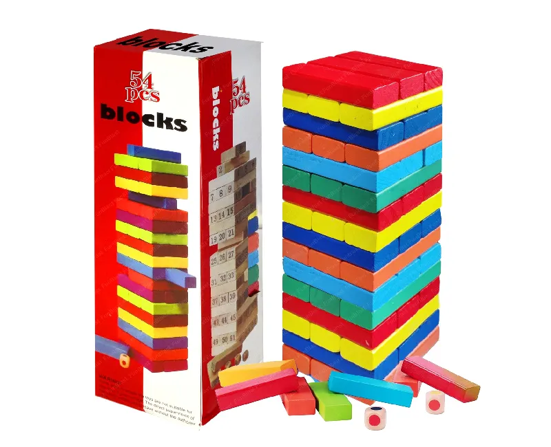 لعبة البرج الخشبى متعدد الالوان 54 قطعة