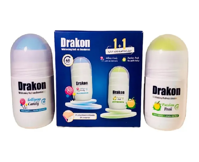 مزيل عرق دراكونرول اون لتفتيح البشرة 50 مل  عرض قطعتين (باشون بيك +لولى بوب كاندى  )