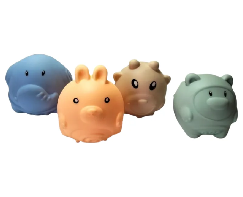 علبة كور سيليكون اشكال حيوانات  _ متعدد الالوان _ 4 قطع