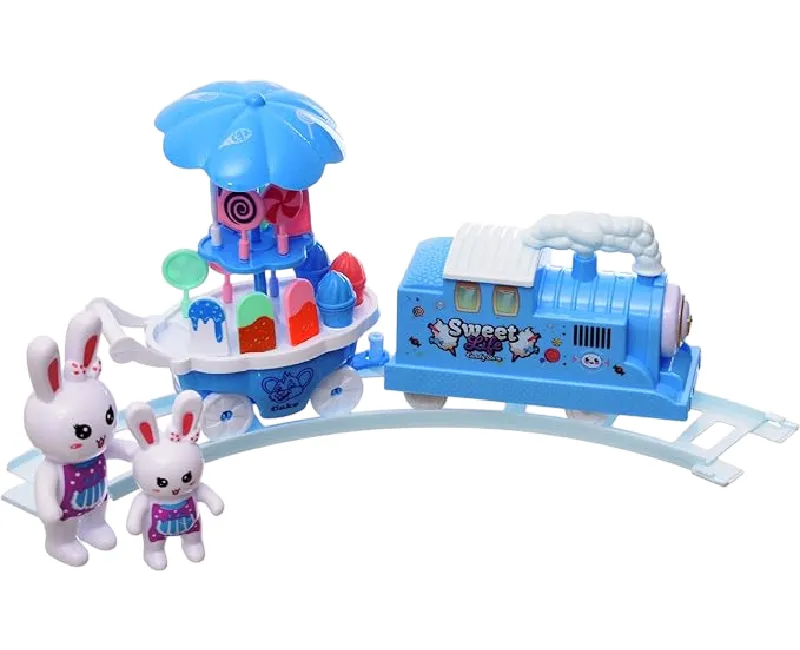 قطار ملاهي ارنب 12 قطعة  - ازرق