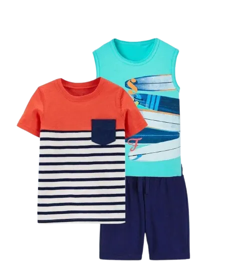 ترنج ولادي 3 قطع شورت وتي شيرت كات وتي شيرت بنص كم *59