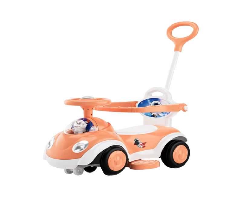 عربية زحافة بذراع وحواجز امان _لون برتقالى