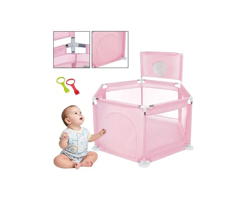بيت كور سداسي باسكت بول 127 ×60سم مع 50 كورة  (بينك)