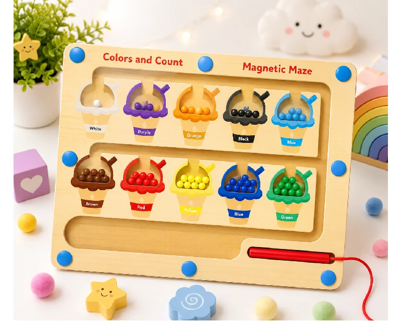 سبورة خرز مغناطيسية خشبية تعليمية